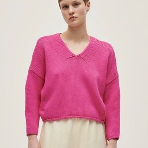 Babaa jumper no62 hibiscus flower pink cotton sweater